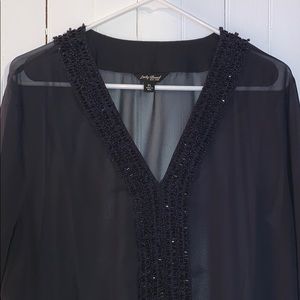 Lucky Brand navy beaded top